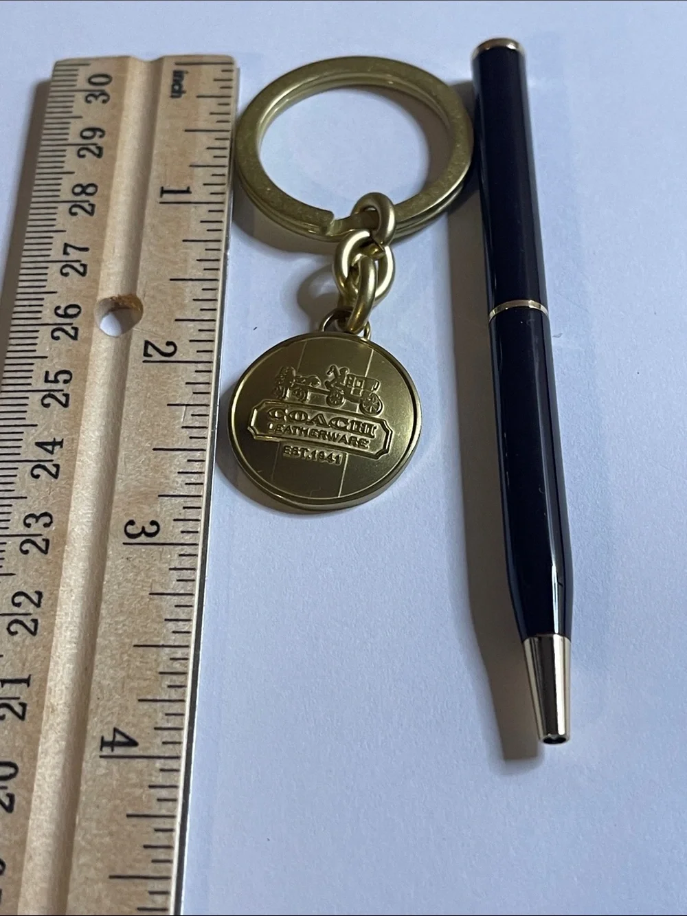 Coach Gold-tone Round Logo Keyring and Coach Pen